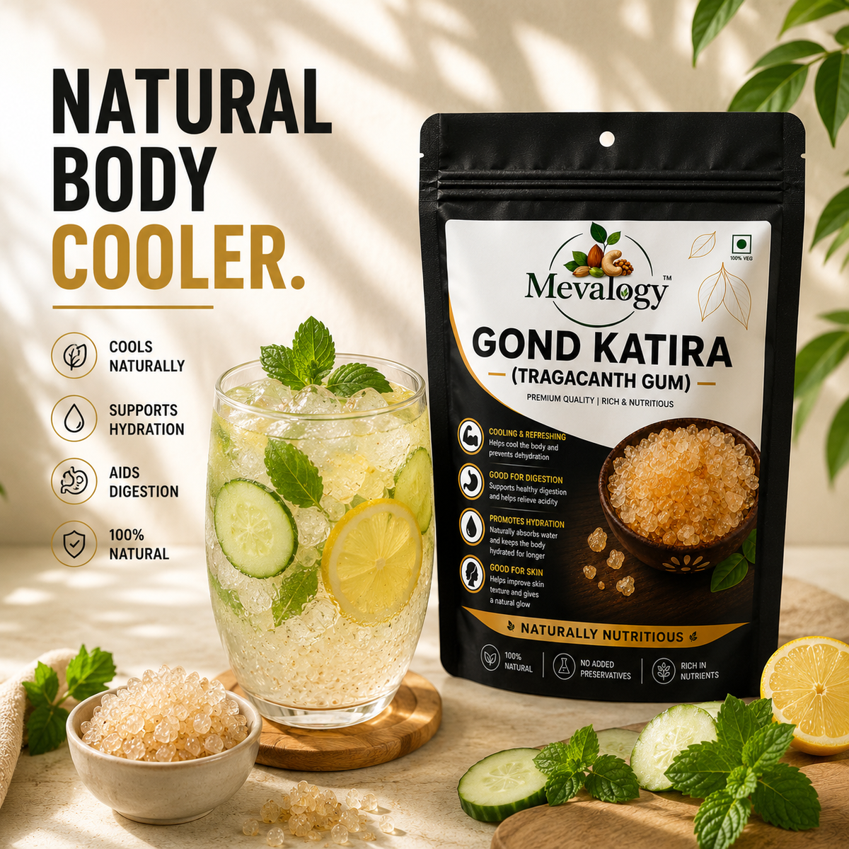 Mevalogy Gond Katira (Tragacanth Gum) Seeds | Natural Edible Gum for Traditional Drinks, Desserts & Summer Recipes