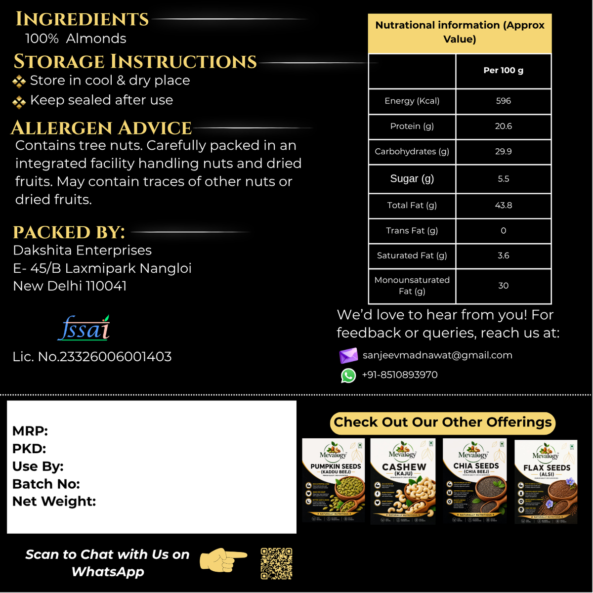 Mevalogy Premium Almonds 200g | Whole Natural Badam | Rich in Protein | Vitamin E | Dietary Fibre | Magnesium | Crunchy Dry Fruits | Gluten Free | 200 g